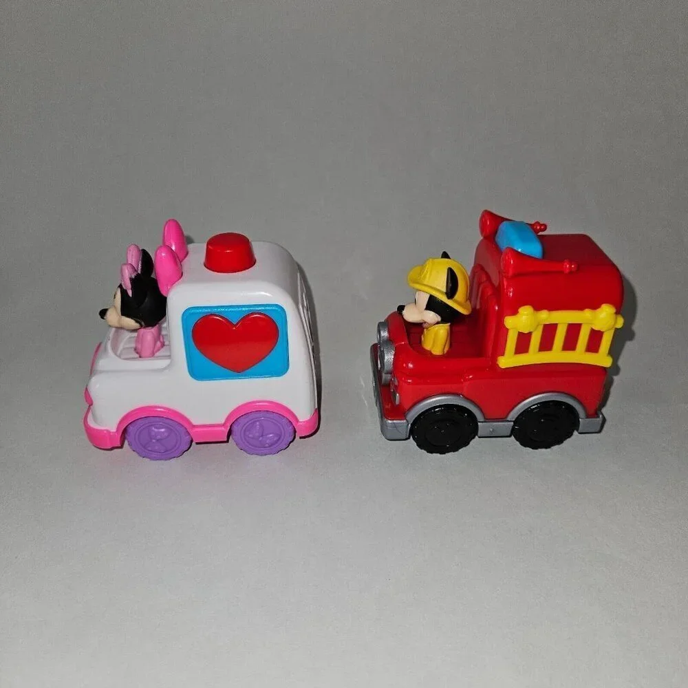 4 Disney Mickey Mouse Let's Work Vehicle Lot Minnie Goofy Donald Duck Helicopter
